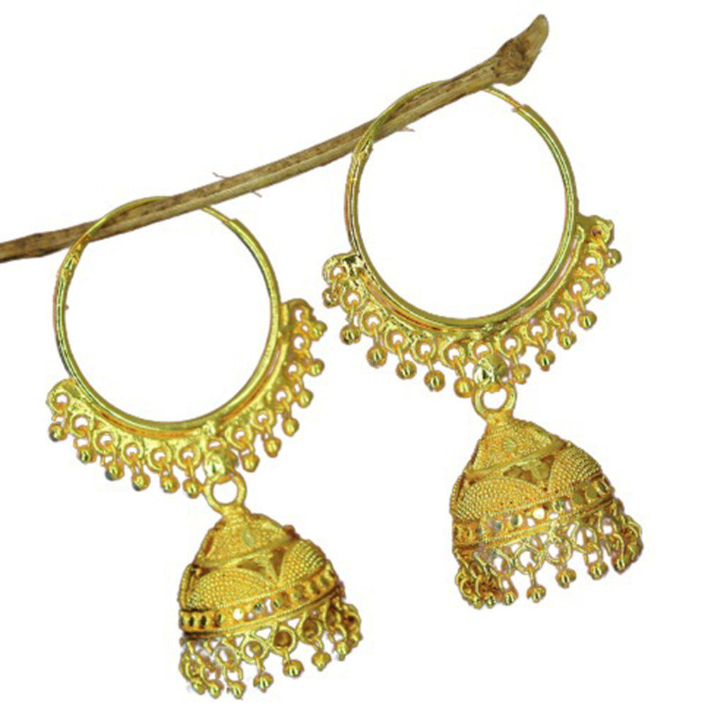 Mahavir Gold Plated Beads Jhumki Earrings