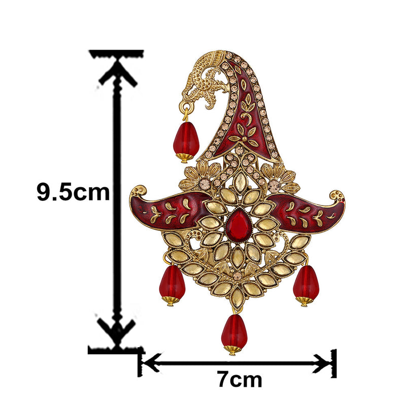 Mahi Red and White Crystals Kalangi Brooch for Groom / Men (KL1001010G)