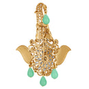 Mahi Meekari Work Green and Brown Crystals Floral Kalangi Brooch for Groom / Men (KL1001012G)