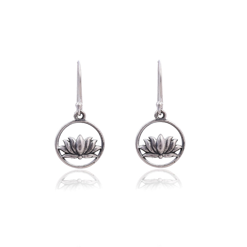 Silver Mountain Silver 925 Lotus Hook Earring