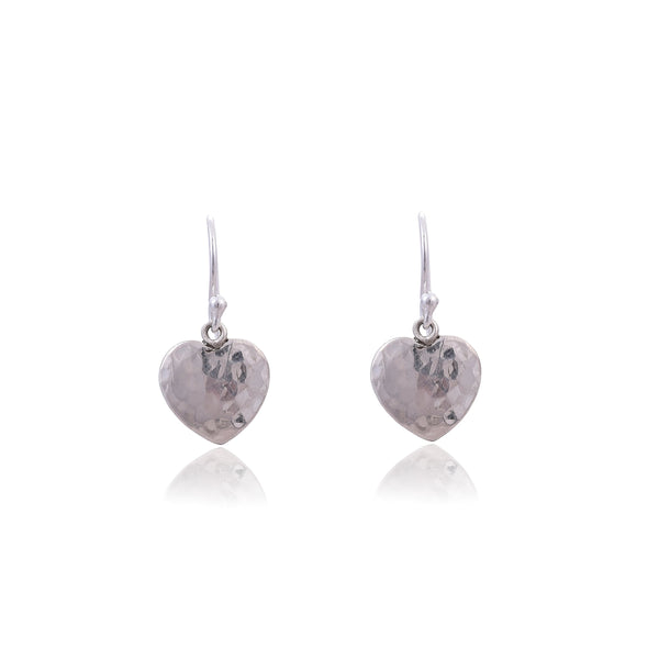 Silver Mountain Sterling Silver Hammered Heart Shape Earring