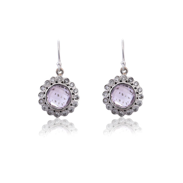 Silver Mountain Sterling Silver Amethyst along with CZ Earring