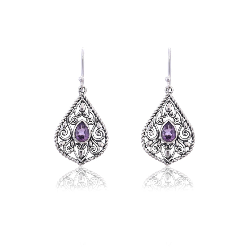 Silver Mountain 925 Silver Amethyst hook Earring