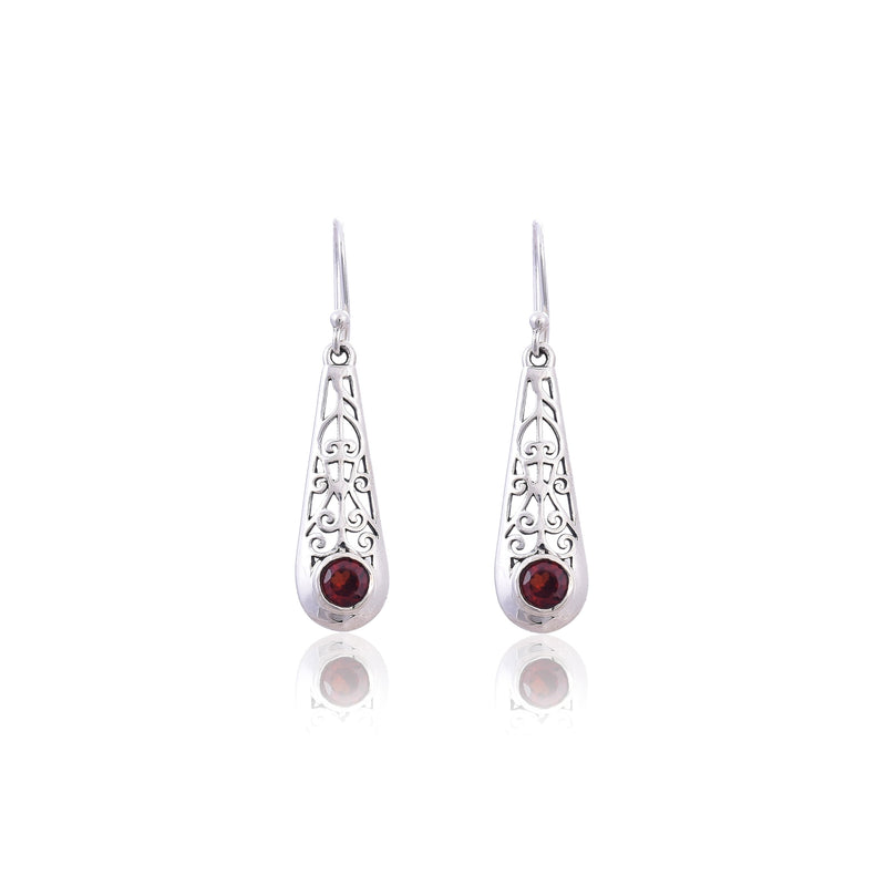 Silver Mountain 925 Silver Garnet Earring