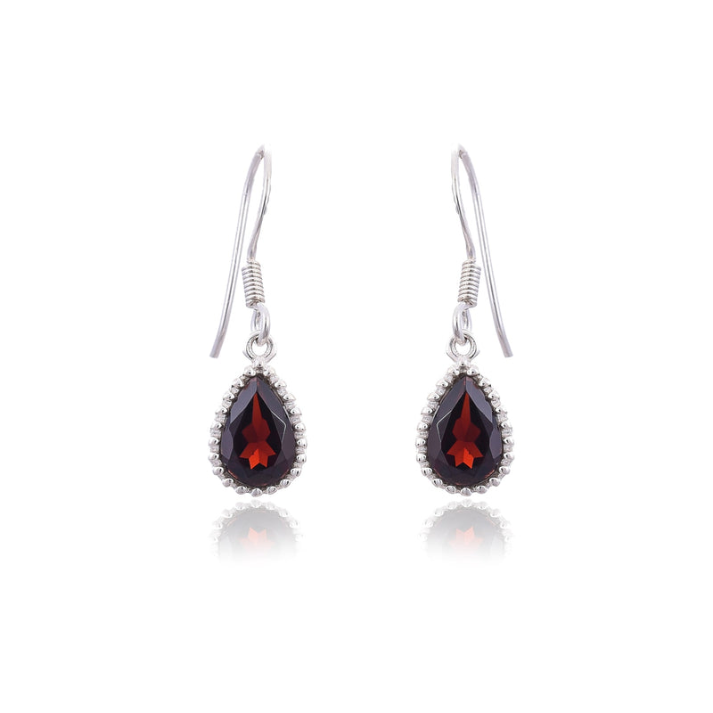 Silver Mountain 925 Silver Garnet Earring