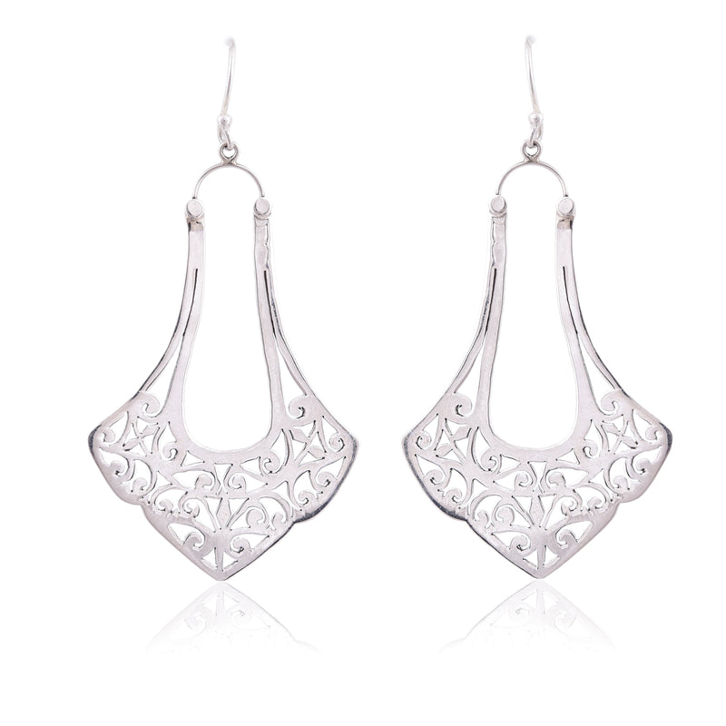 Silver Mountain sterling silver jali cut earring