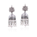 Silver Mountain Dangling Pearl Statement Jhumka earring