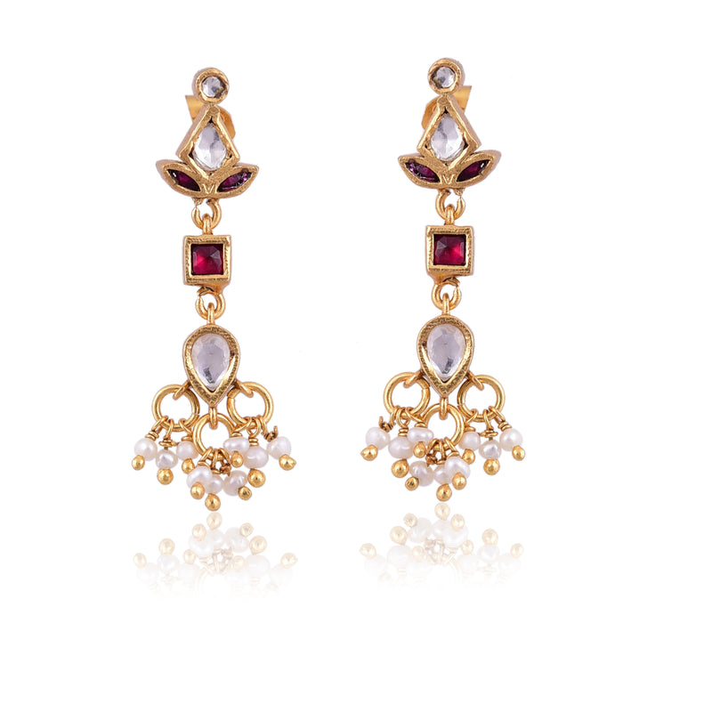 Silver Mountain Silver gold plated Kundan Earring