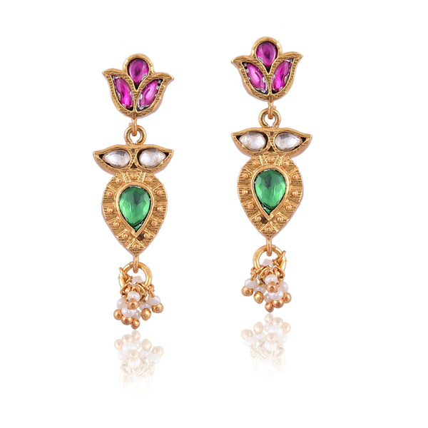 Silver Mountain Ethnic Gold Plated 925 Silver  Earrings