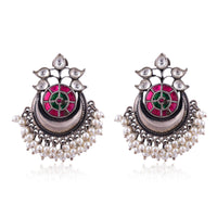 Silver Mountain Silver Kundan Pearl Drops Earring