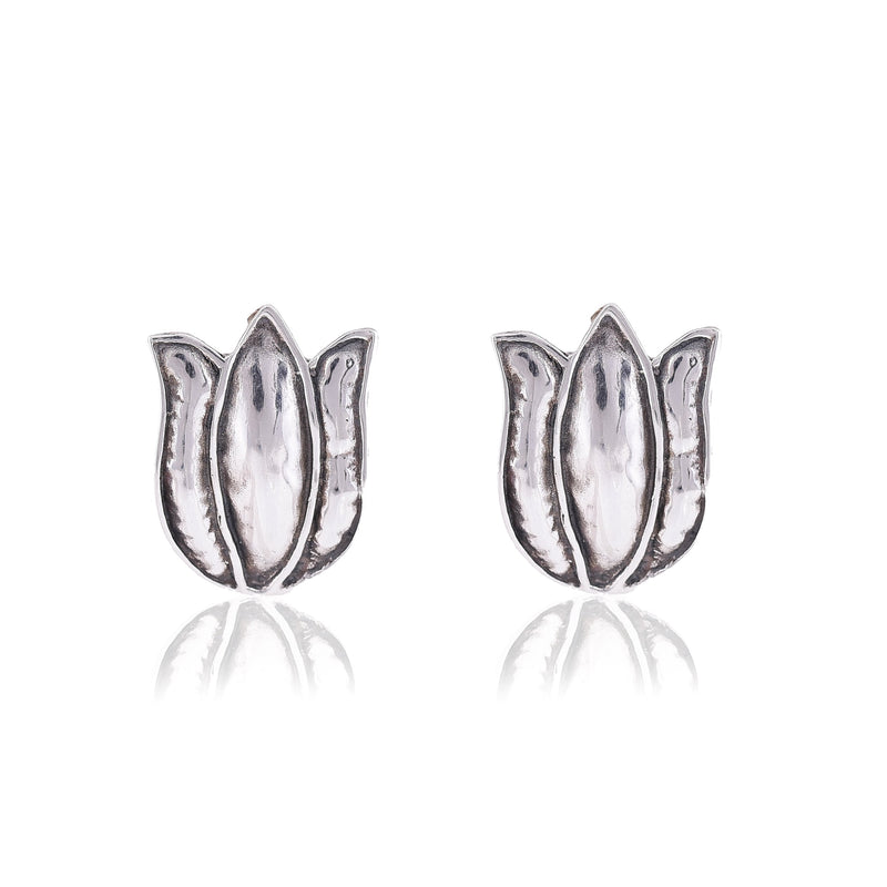 Silver Mountain Sterling Silver Lotus flower Stud earring