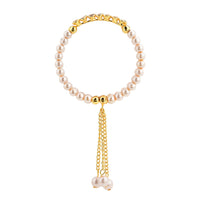 Kord Store Fancy Designer White Stone & Pearl Gold Plated Openable Bracelet For Women  - KSBRC40016