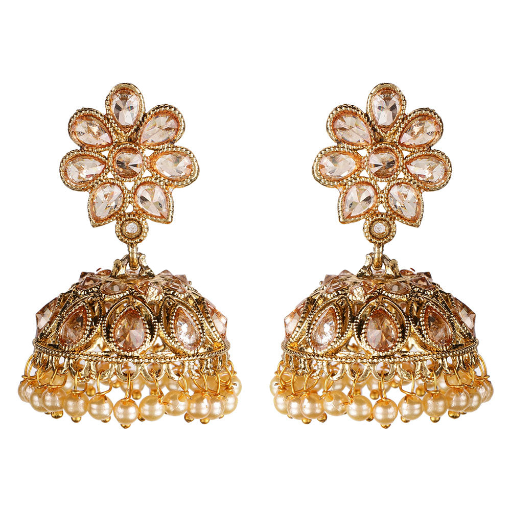 Kord Store Good-Looking Flower Pearl Gold Plated Jhumki Earring For Women  - KSEAR70044