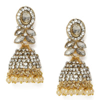 Kord Store Enchanting Latkan Pearls White Stone Gold Plated Jhumki Earring For Women  - KSEAR70050