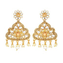 Kord Store Glimmery Flower Latkan Pearl Gold Plated Dangle Earring For Women - KSEAR70213
