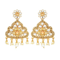 Kord Store Glimmery Flower Latkan Pearl Gold Plated Dangle Earring For Women - KSEAR70213
