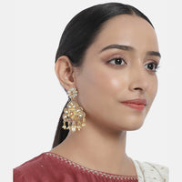 Kord Store Glimmery Flower Latkan Pearl Gold Plated Dangle Earring For Women - KSEAR70213