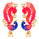 Kord Store Modish Peacock Meenakari Work Gold Plated Drop Earring For Women - KSEAR70228
