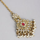 Kord Store Attractive Gold plated Kundan Earrings With Maang tikka For Girls and Women