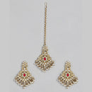 Kord Store Attractive Gold plated Kundan Earrings With Maang tikka For Girls and Women