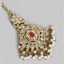 Kord Store Attractive Gold plated Kundan Earrings With Maang tikka For Girls and Women