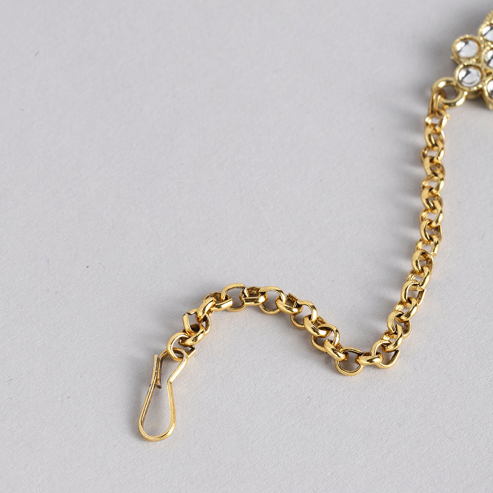 Kord Store Attractive Gold plated Kundan Earrings With Maang tikka For Girls and Women