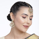 Kord Store Attractive Gold plated Kundan Earrings With Maang tikka For Girls and Women