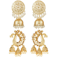 Kord Store Traditional Gold Plated Set Of 2 Alloy Earring Combo For Women  - KSJWLRYCOMBO128