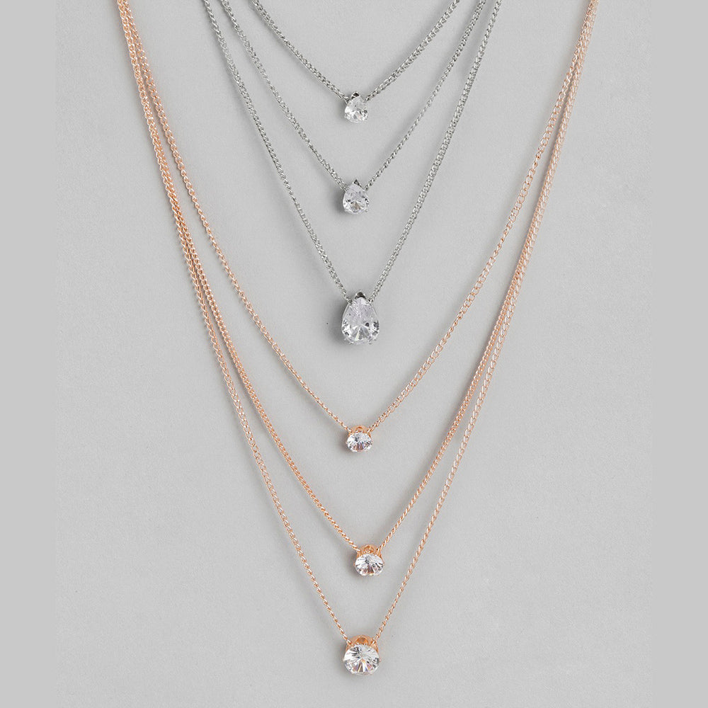 Kord Store Modern Rose Gold and Oxidised Plated Set Of 2 Necklace combo For Girls and Women  - KSJWLRYCOMBO39