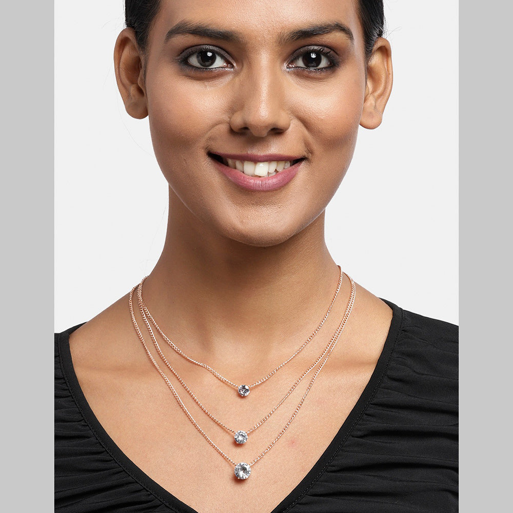 Kord Store Modern Rose Gold and Oxidised Plated Set Of 2 Necklace combo For Girls and Women  - KSJWLRYCOMBO39