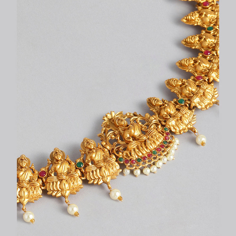 Kord Store Traditional Gold plated Ruby and Pearl Kamarbandh For Girls and Women