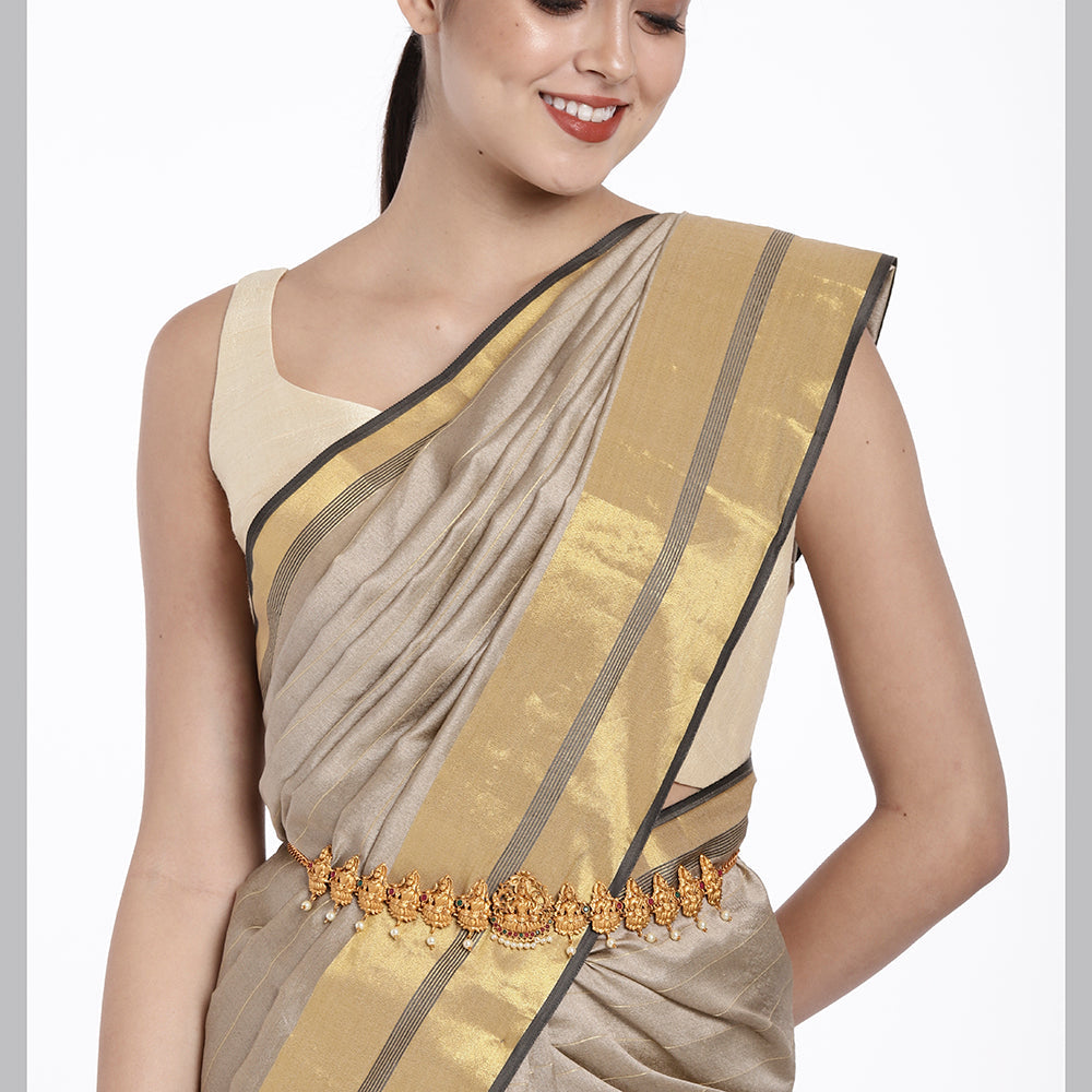 Kord Store Traditional Gold plated Ruby and Pearl Kamarbandh For Girls and Women