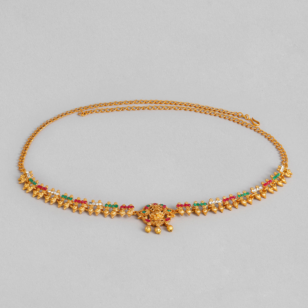 Kord Store Ethinic Gold plated Ruby and White Stone Kamarbandh For Girls and Women