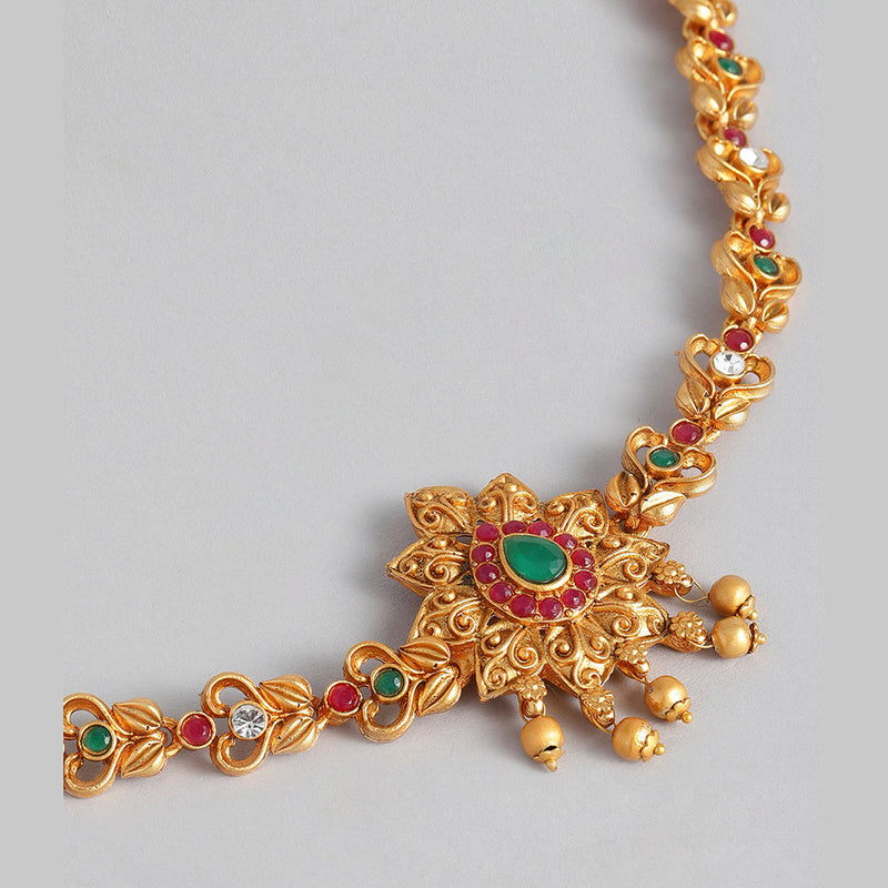 Kord Store New Design Traditional Gold plated Ruby and White Stone Kamarbandh For Girls and Women