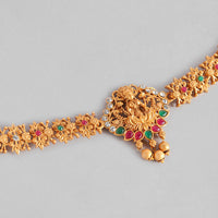 Kord Store Traditional Gold plated Ruby and White Stone Kamarbandh For Girls and Women