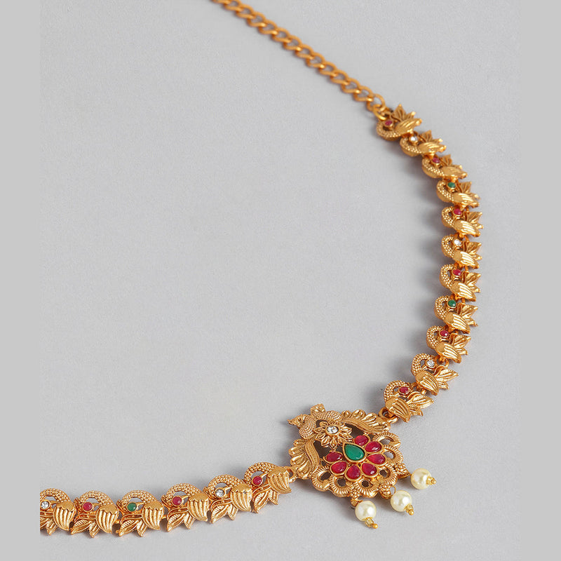 Kord Store Ethinic Gold plated Ruby and White Stone Kamarbandh For Girls and Women