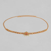 Kord Store Traditional Gold plated Ruby and White Stone Kamarbandh For Girls and Women