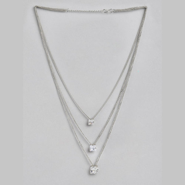 Kord Store Excellent Silver/Oxidised Plated Center Stone Fancy Chain Necklace For Girls and Women  - KSN60187