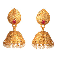 Kord Store Traditional Flower Peacock Ball Chain Gold Plated Matinee Necklace Set For Women  - KSNKE60007