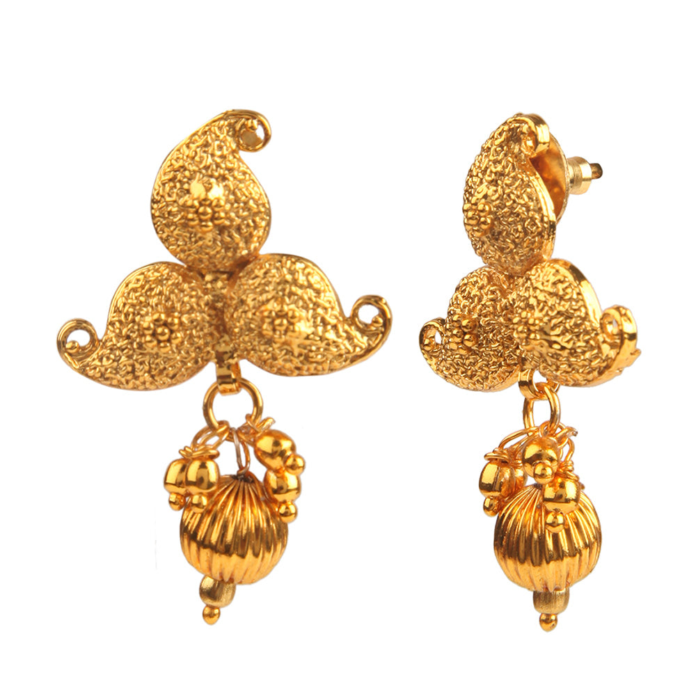 Kord Store Traditional Paisley Design Gold Plated Choker Necklace Set For Women