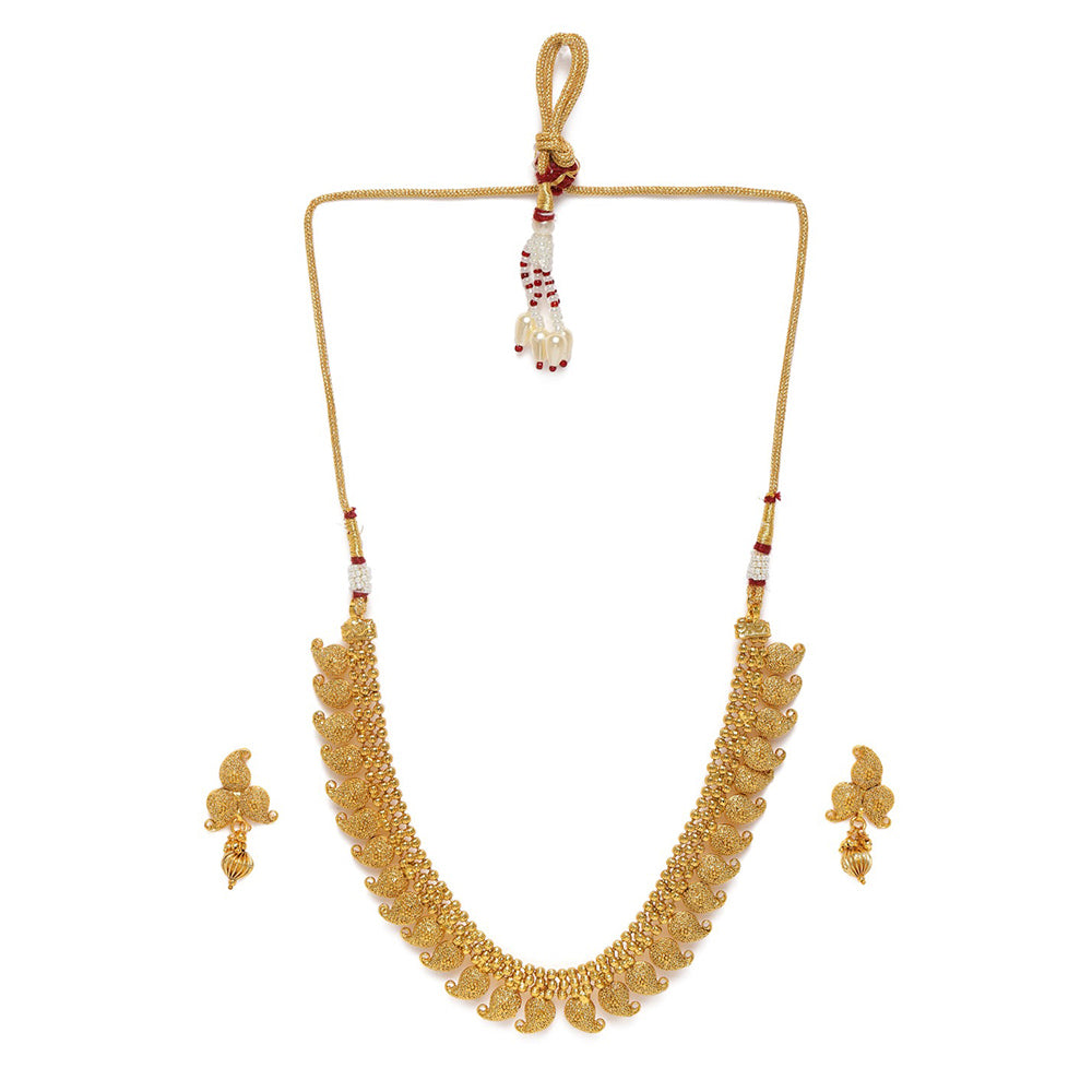 Kord Store Traditional Paisley Design Gold Plated Choker Necklace Set For Women