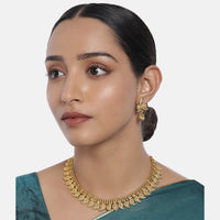 Kord Store Traditional Paisley Design Gold Plated Choker Necklace Set For Women