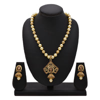 Kord Store Designer Pearls Mala Gold Plated Long Haram Necklace Set For Women  - KSNKE60084