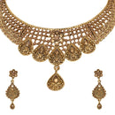Kord Store Appealing Traditional Lct Stone Bridal Gold Plated Choker Necklace Set For Women  - KSNKE60109