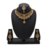 Kord Store Appealing Traditional Lct Stone Bridal Gold Plated Choker Necklace Set For Women  - KSNKE60109