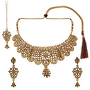 Kord Store Appealing Traditional Lct Stone Bridal Gold Plated Choker Necklace Set For Women  - KSNKE60112