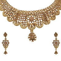 Kord Store Appealing Traditional Lct Stone Bridal Gold Plated Choker Necklace Set For Women  - KSNKE60112