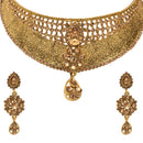 Kord Store Traditional Designer Flower Shape Lct Stone Gold Plated Choker Necklace Set For Women  - KSNKE60113