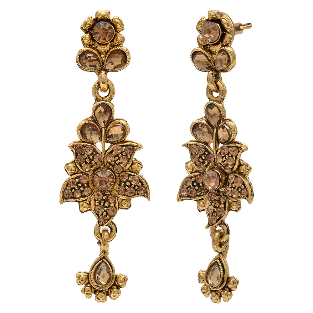 Kord Store Traditional Designer Flower Shape Lct Stone Gold Plated Choker Necklace Set For Women  - KSNKE60114