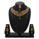 Kord Store Traditional Designer Flower Shape Lct Stone Gold Plated Choker Necklace Set For Women  - KSNKE60115